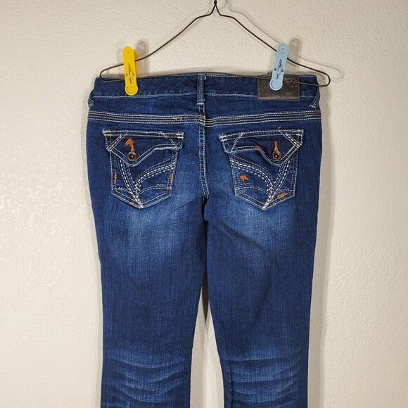 Airya Jeans Womens Size 7/8 Blue Jeans Bootcut Denim Pants Low Rise Embellished - Picture 4 of 9